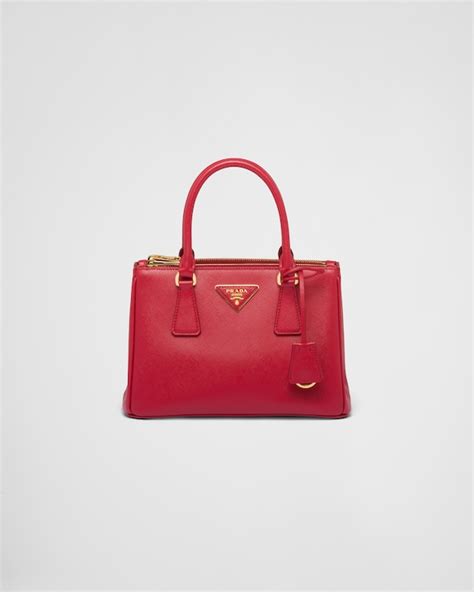 Fiery Red Small Prada Galleria Saffiano Leather Bag 